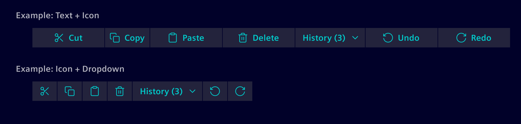Content action button types examples