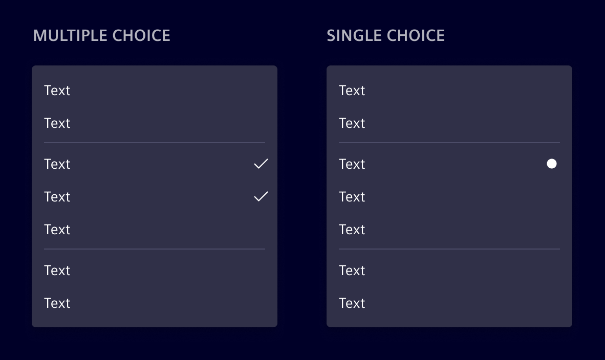 Menu - alternatives