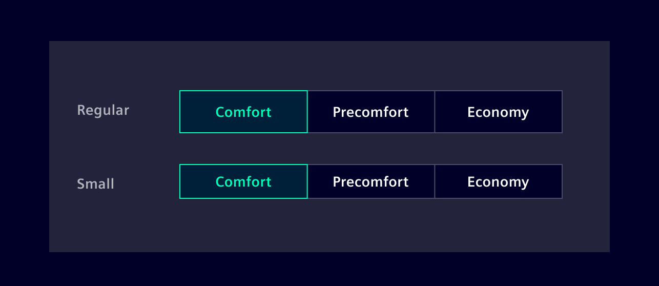 Segmented Buttons Sizes