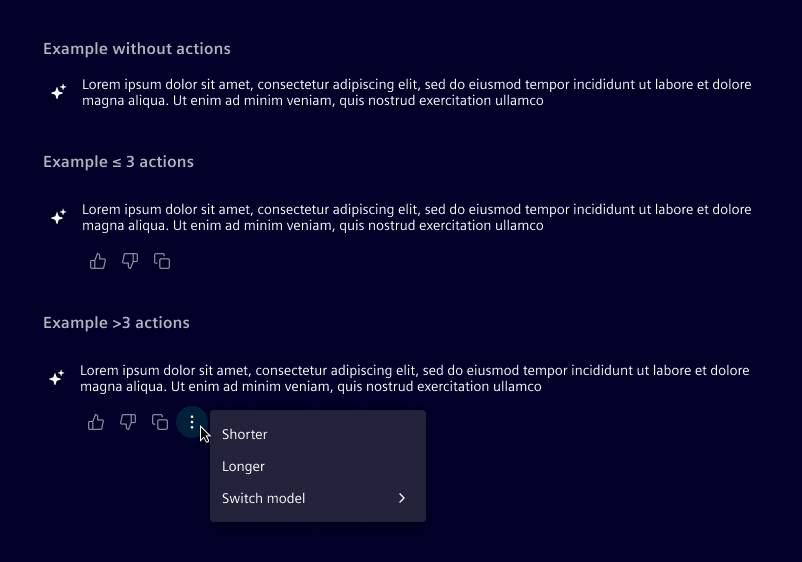 AI message actions