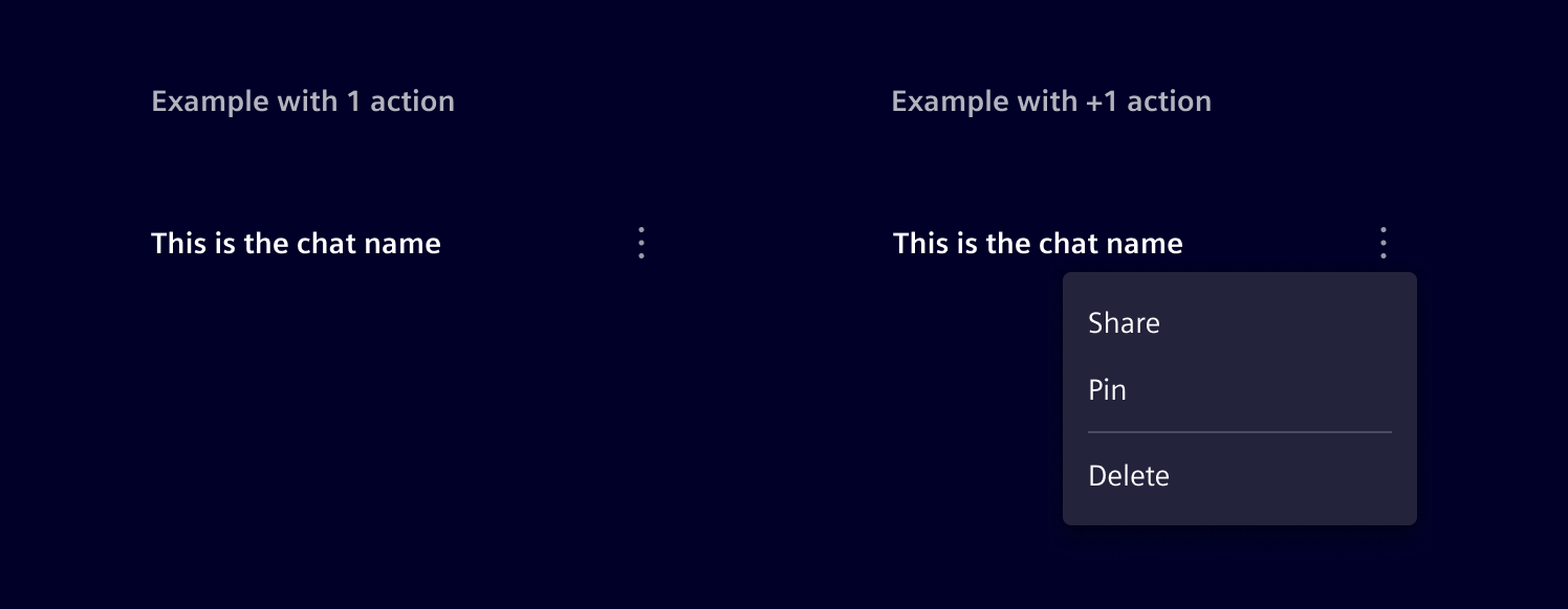 AI chat history actions