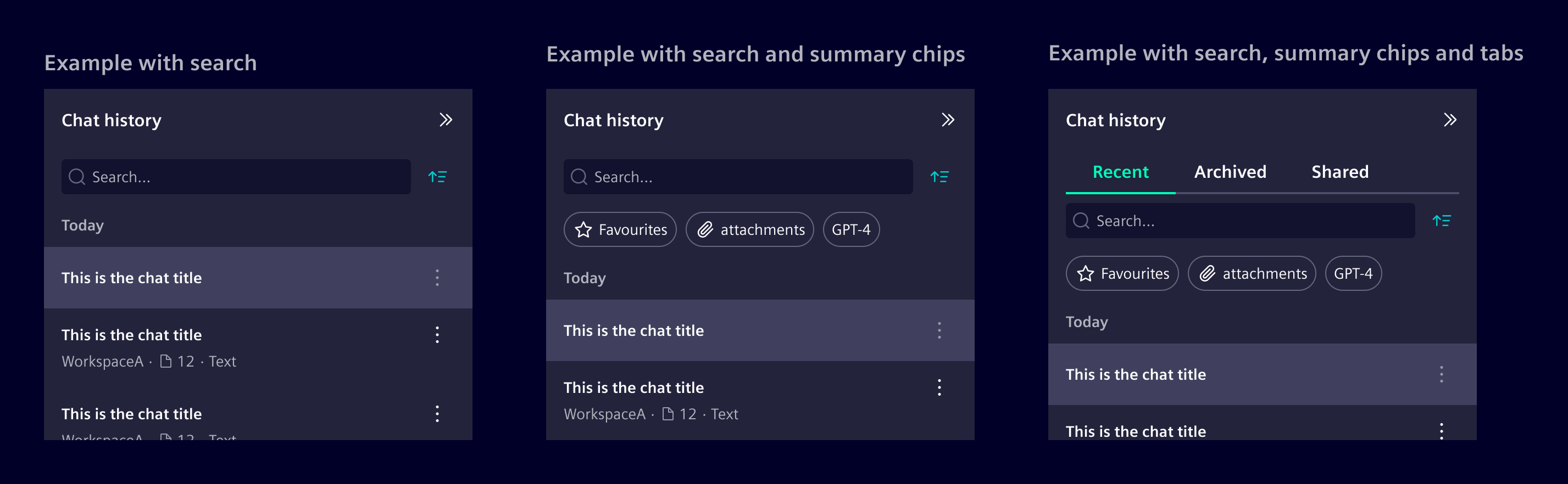 Chat history organization