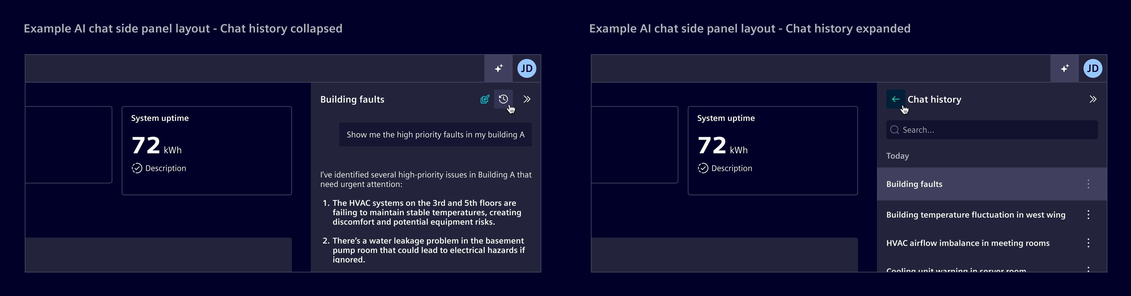 Chat history in side panel