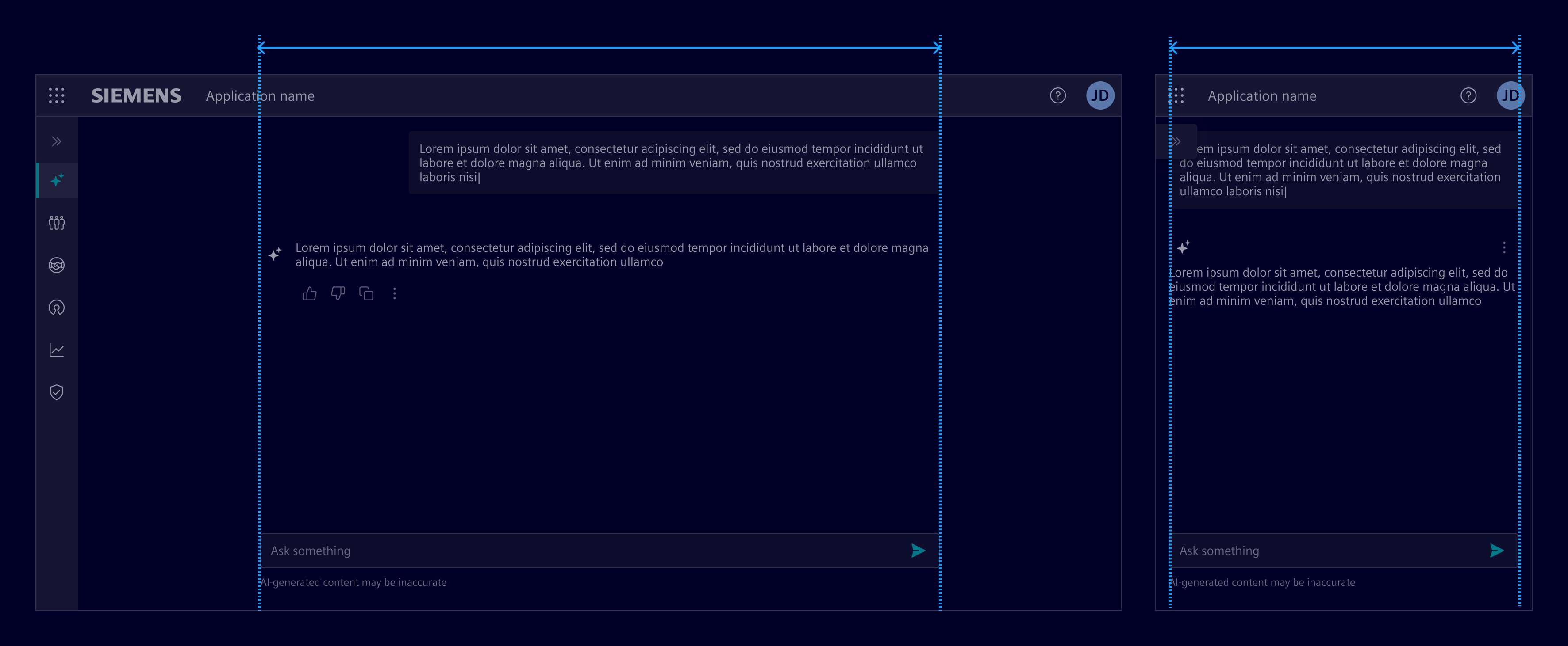 AI chat in full page - maximum width example